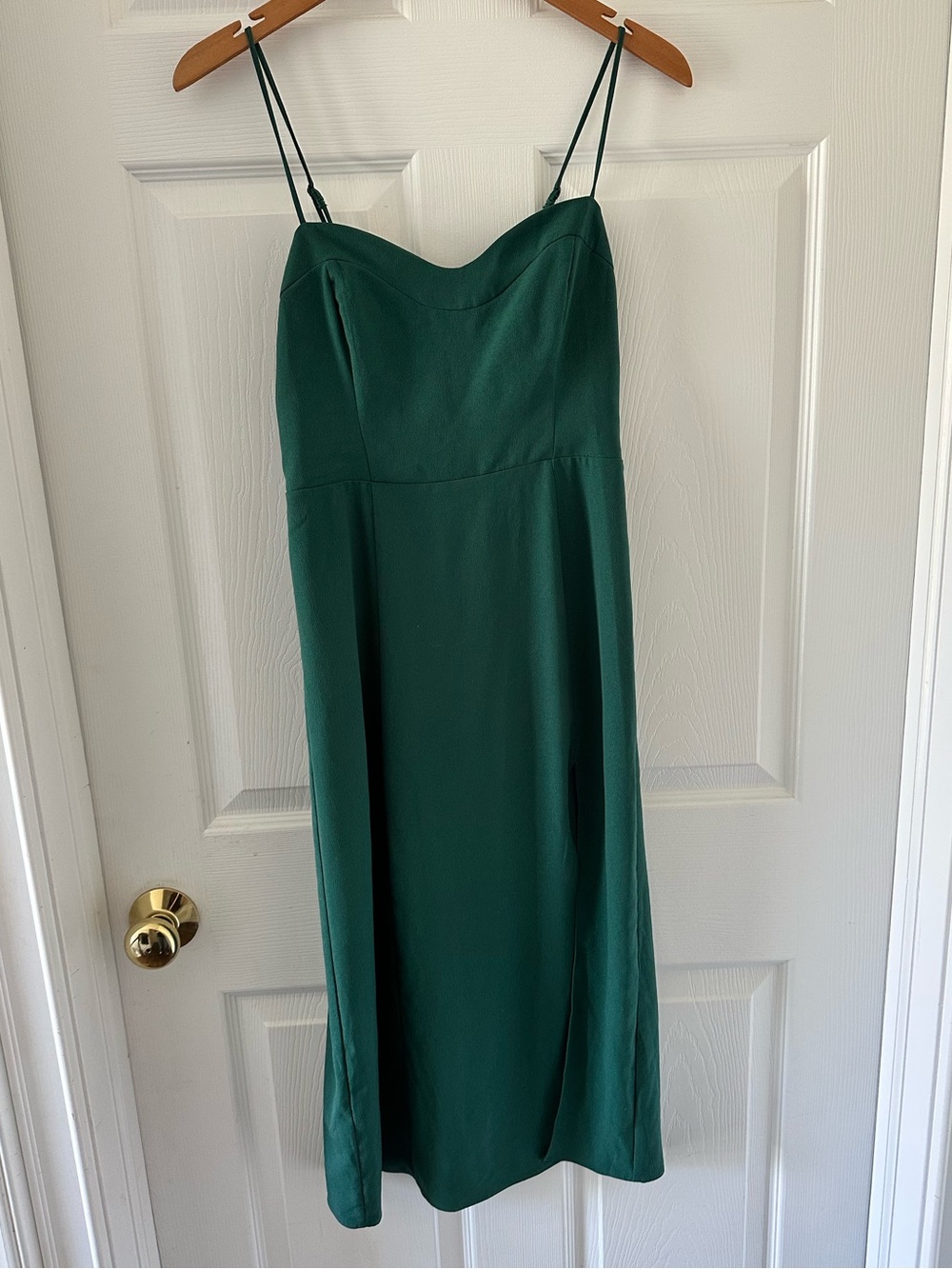 Abercrombie & Fitch Green Satin Slip Dress XSP Petite Smocked Waist